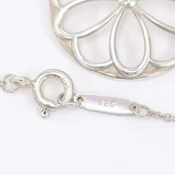 Tiffany & Co. Diamond Flower Circle Necklace 16" Silver 925 Auth w/Bag #24588 - Picture 6 of 7